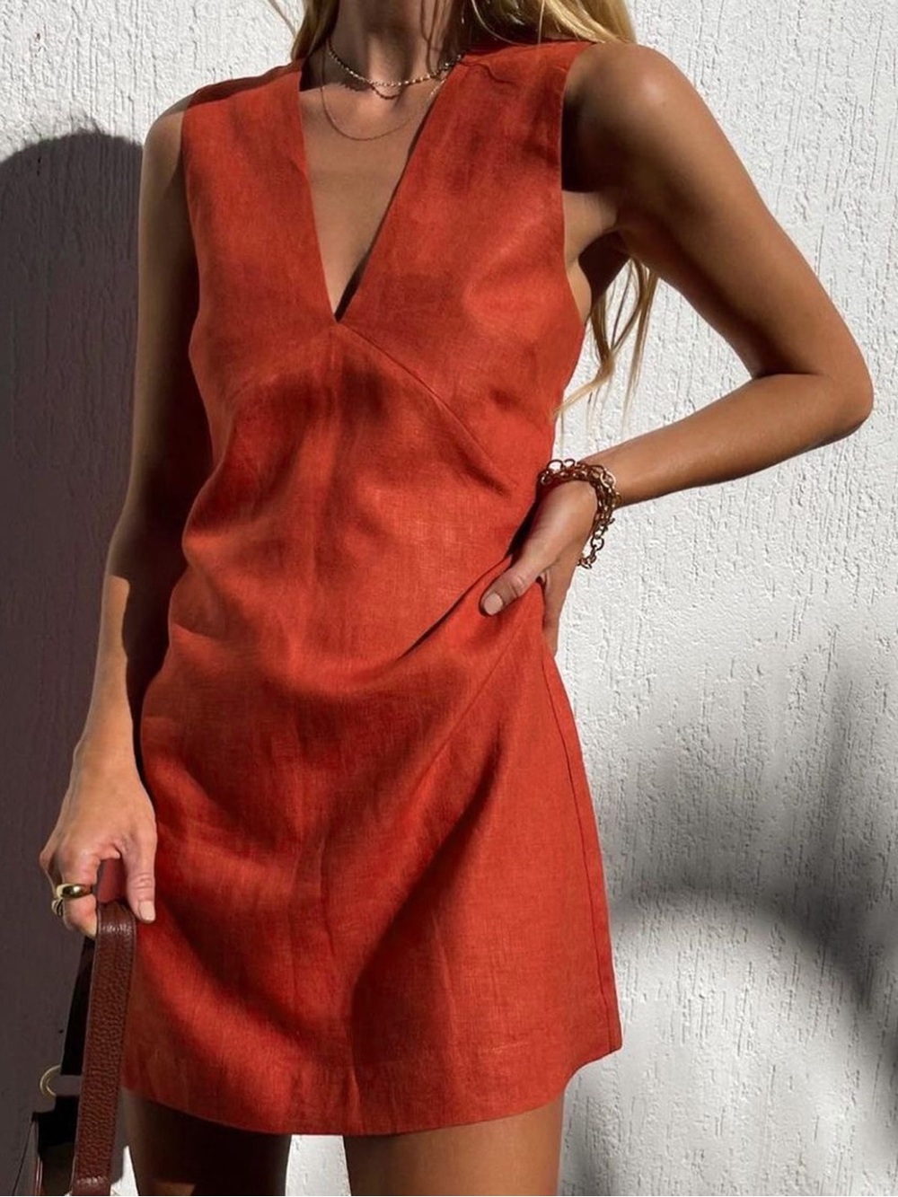 Commense Rust Orange Mini Dress